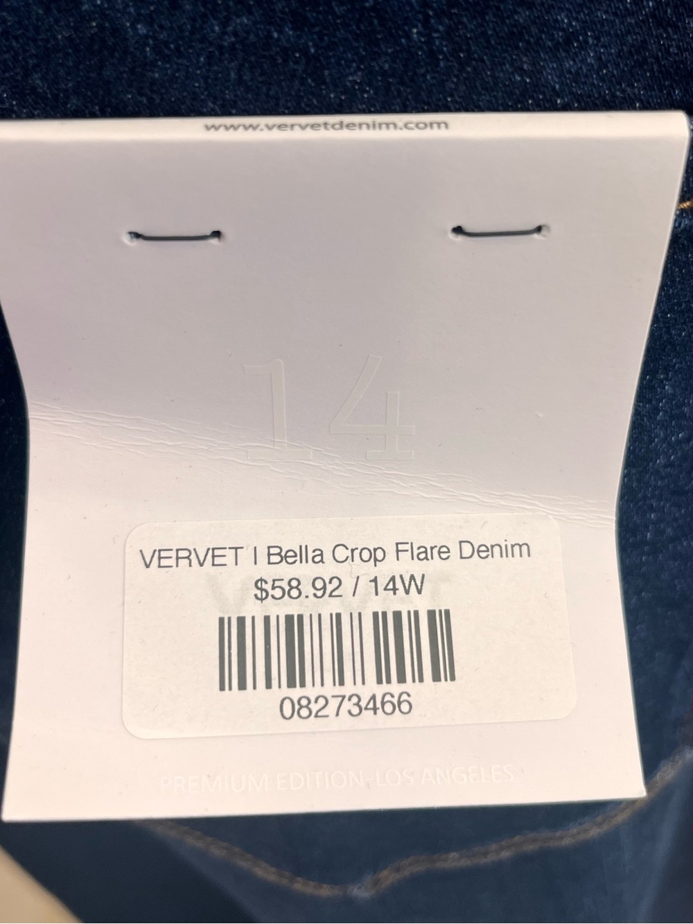 Vervet Bella High Rise Crop Flare Jeans Women’s 14 Dark Wash Raw Hem NWT - Picture 13 of 13